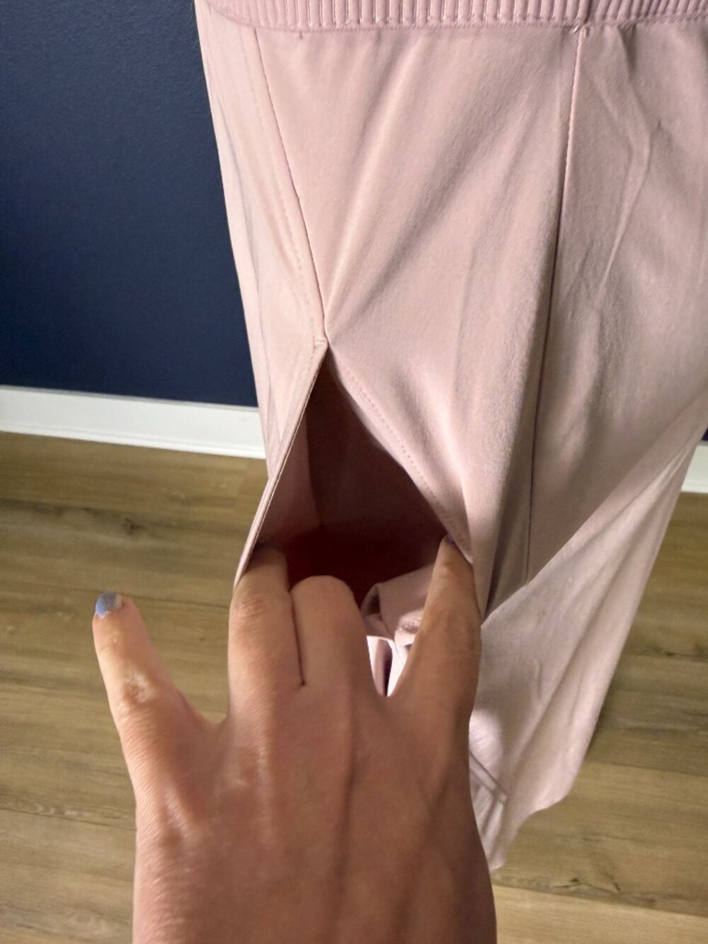 Athleta Light Mauve Cap Sleeve Back Cutout Flowy A-Line Midi Dress | M Petite - Picture 5 of 8